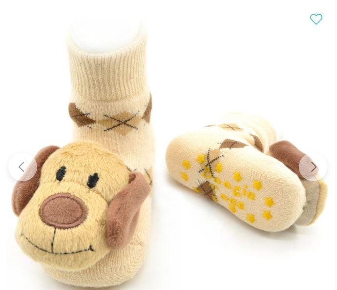 Toy Brown Dog Boogie Toes Rattle Socks 1-2 years - TheToysRoom