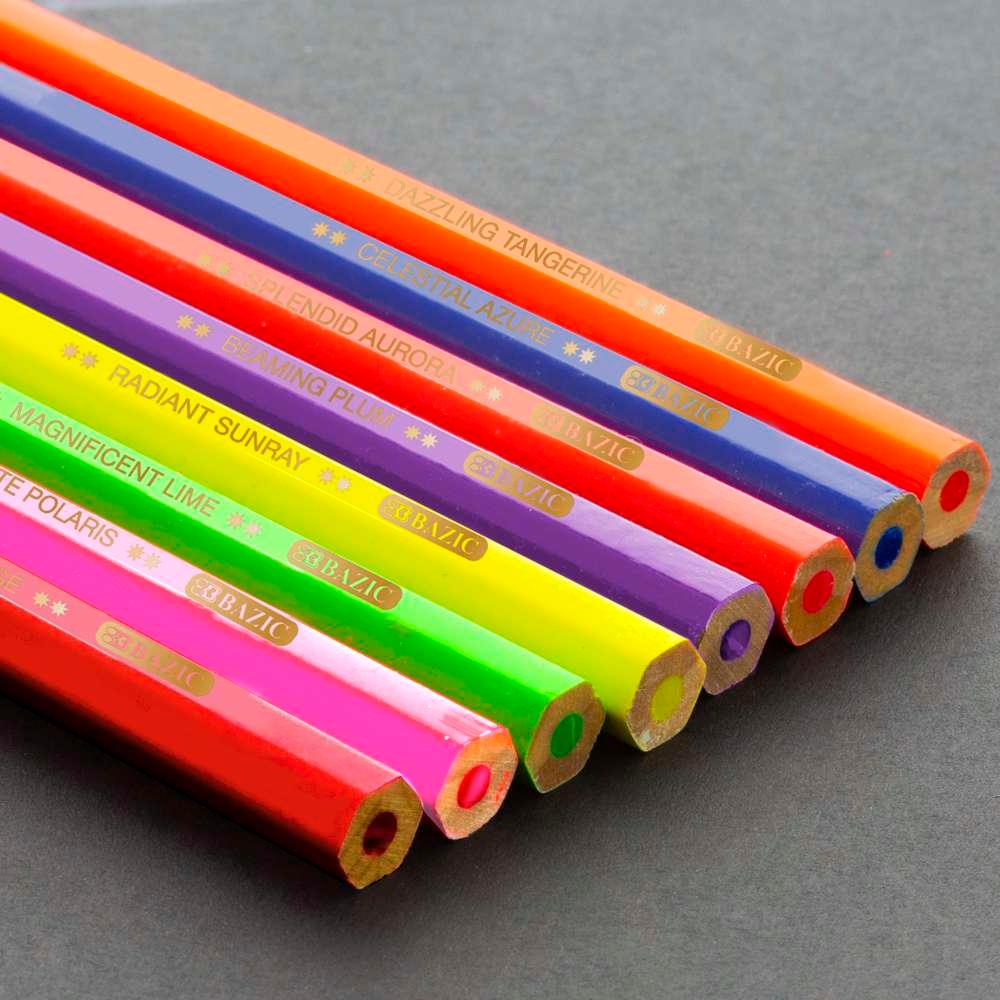 8 Neon Colored Pencils - TheToysRoom