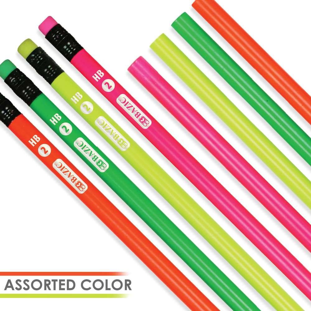 Fluorescent Wood Pencil with Eraser (8 pencils) - TheToysRoom