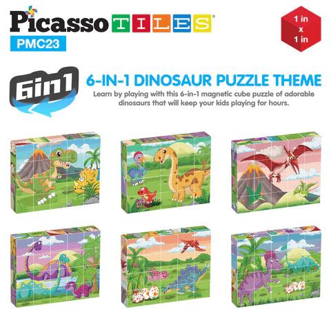 PicassoTiles 1" Magnetic Cube Puzzle Block Dinosaur Set - 20pcs PMC23 - TheToysRoom