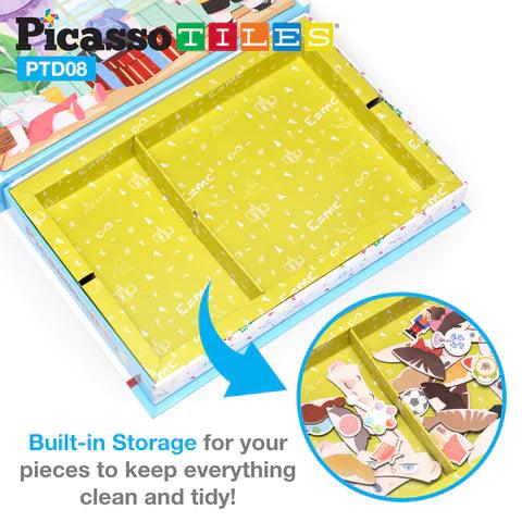 Picassotiles 108pcs Reusable Magnetic Face Sticker Puzzle Book Drawing Board PTD08 - TheToysRoom