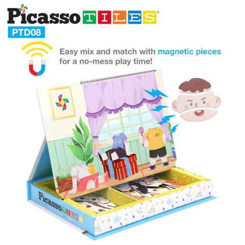 Picassotiles 108pcs Reusable Magnetic Face Sticker Puzzle Book Drawing Board PTD08 - TheToysRoom