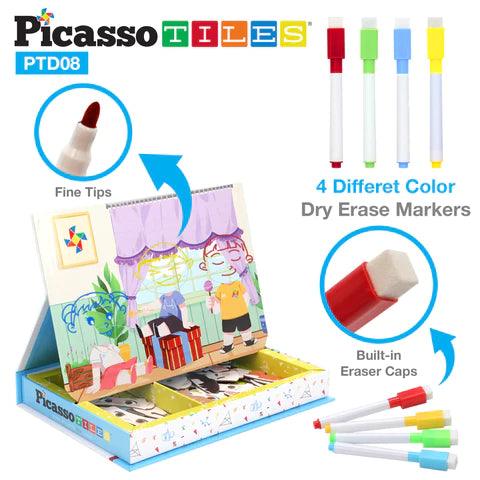 Picassotiles 108pcs Reusable Magnetic Face Sticker Puzzle Book Drawing Board PTD08 - TheToysRoom