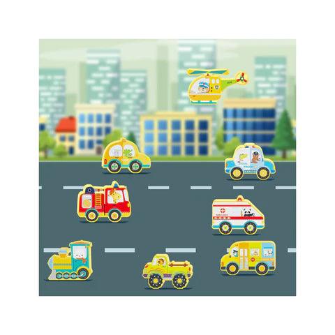 PicassoTiles 8pc Magnet Building Blocks Metro City 8 Vehicle Magnetized Action Figures - PTA24 - TheToysRoom