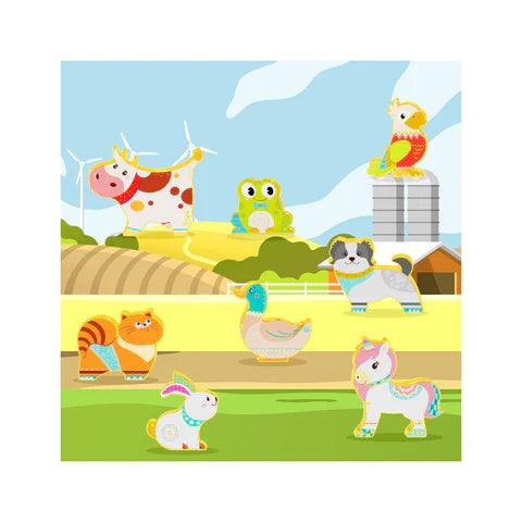 PicassoTiles 8pc Magnet Tile Building Blocks 8 Magnetic Farm Animal Action Figures - PTA27 - TheToysRoom