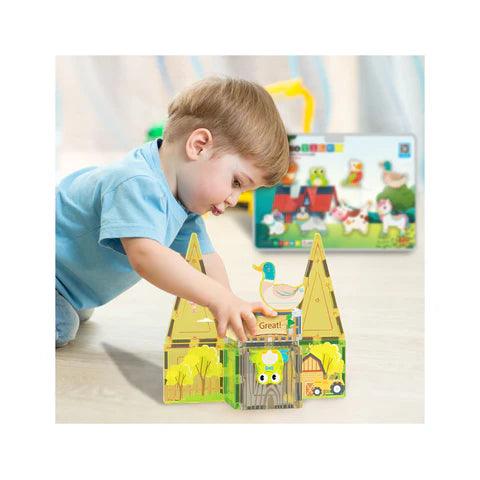 PicassoTiles 8pc Magnet Tile Building Blocks 8 Magnetic Farm Animal Action Figures - PTA27 - TheToysRoom