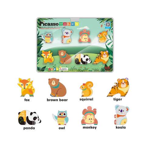 PicassoTiles 8pc Magnet Tile Building Blocks 8 Magnets Forest Animal Action Figures - PTA26 - TheToysRoom