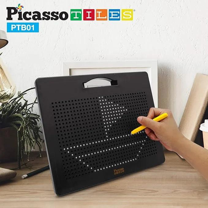 PicassoTiles Large 10 x 12 Magnetic Drawing Board with 748 Beads PTB01-BLK - TheToysRoom