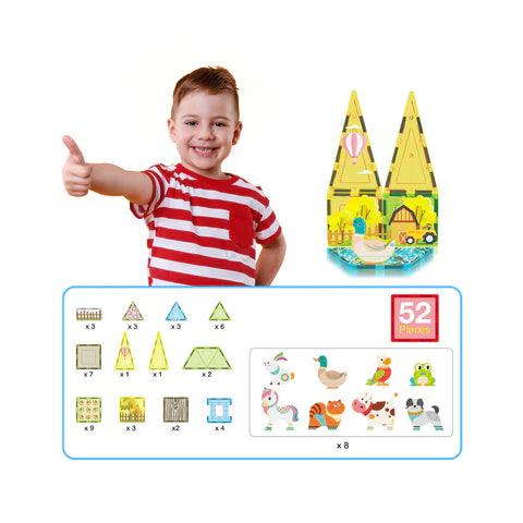 PicassoTiles Magnet Tile Building Blocks Farm Animal Toy Set with 8 Character Action Figures - TheToysRoom