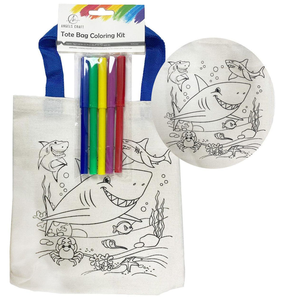 Tote Bag Coloring Kit -Shark - TheToysRoom