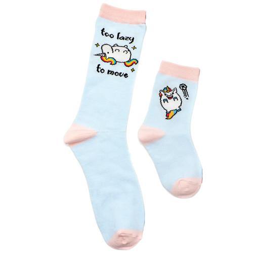 2-pair Lazy Unicorn - Mommy and Me Socks Set - TheToysRoom