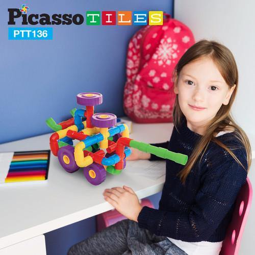 PicassoTiles Tube Building Block Set PTT136 - TheToysRoom