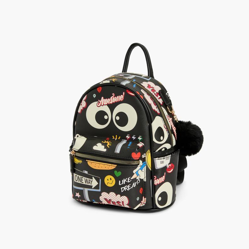 Animated Cartoon Backpack - Black - Saffiano Vegan Leather – TheToysRoom