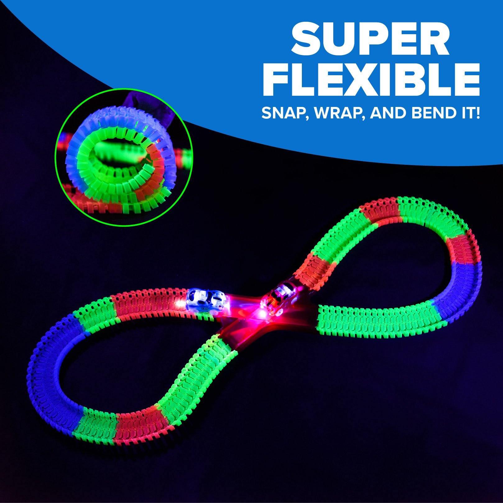 Super Set Light Up Car Track Glow-in-the-Dark Race Light