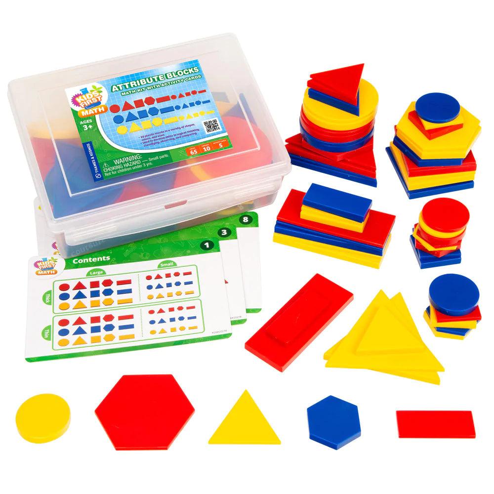 Extribute Math Kids First Math: Attribute Blocks Math Kit with Activity Cards ...