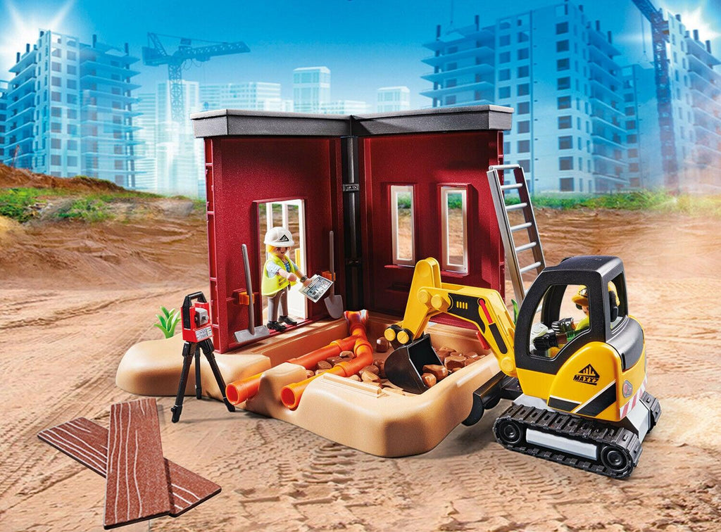 Mini Excavator with Building Section - TheToysRoom