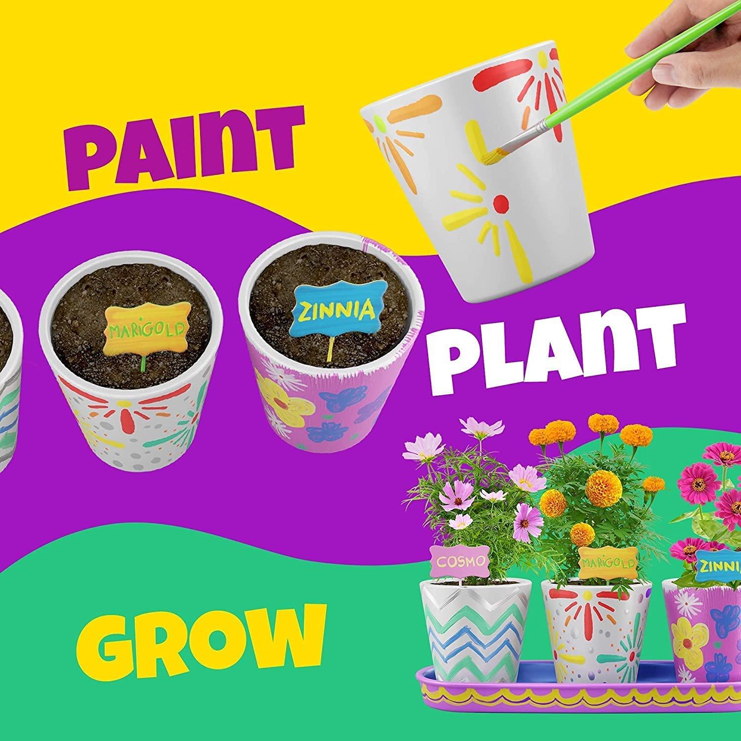 paint a plant pot kit Dan&darci Paint & Plant Stoneware Flower Gardening Kit - Easter Gifts for Girls & Boys Ages 6-12