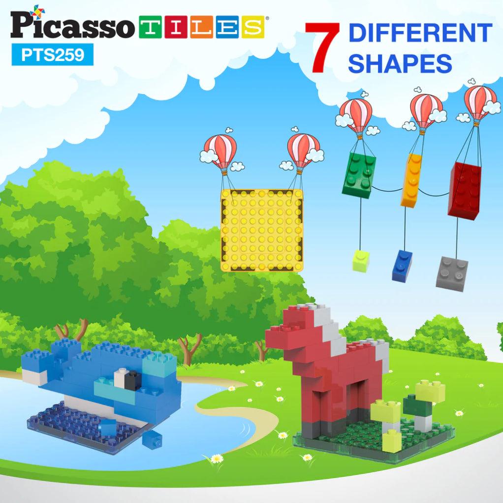 PicassoTiles 259 Piece Magnetic Brick Tile and Brick Building Set - TheToysRoom
