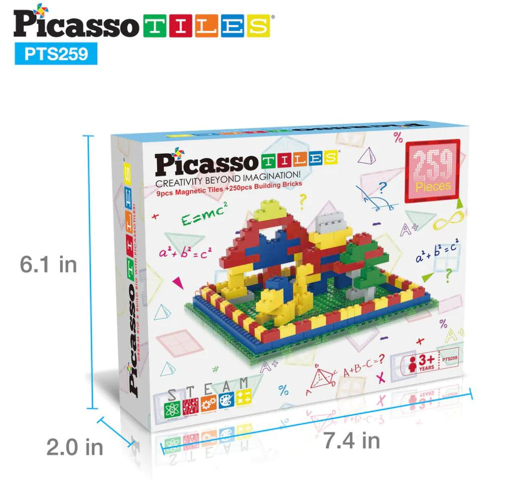 PicassoTiles 259 Piece Magnetic Brick Tile and Brick Building Set - TheToysRoom