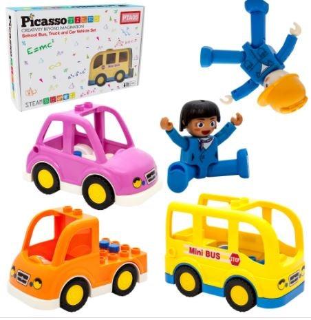 PicassoTiles 5 Piece Vehicle Character and Figure Expansion Set PTA05 - TheToysRoom