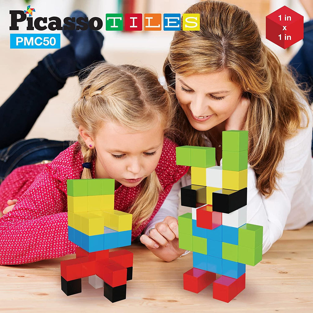 PicassoTiles 50 Piece Pixel Magnetic Puzzle Cube Set - TheToysRoom