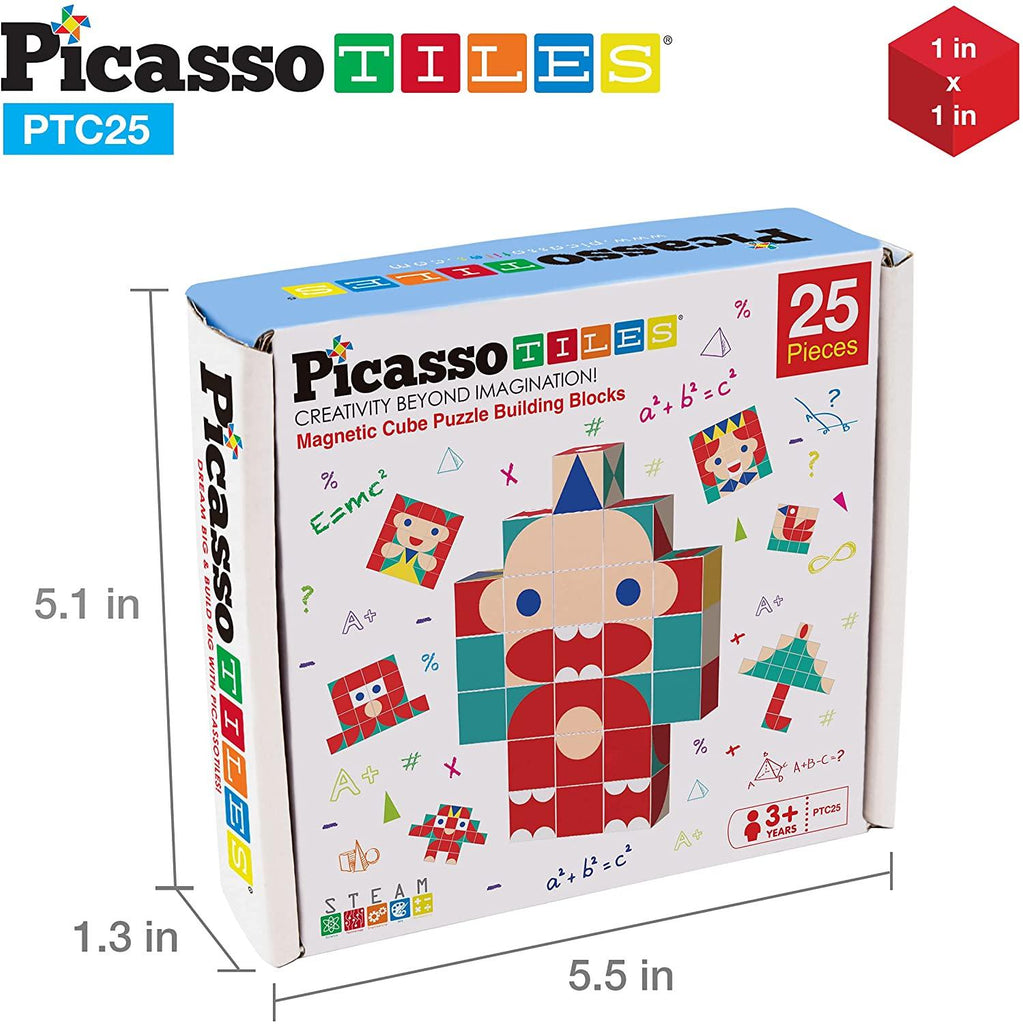 PicassoTiles Magnetic Cube Puzzle Building Blocks 25 pc set PTC25 - TheToysRoom